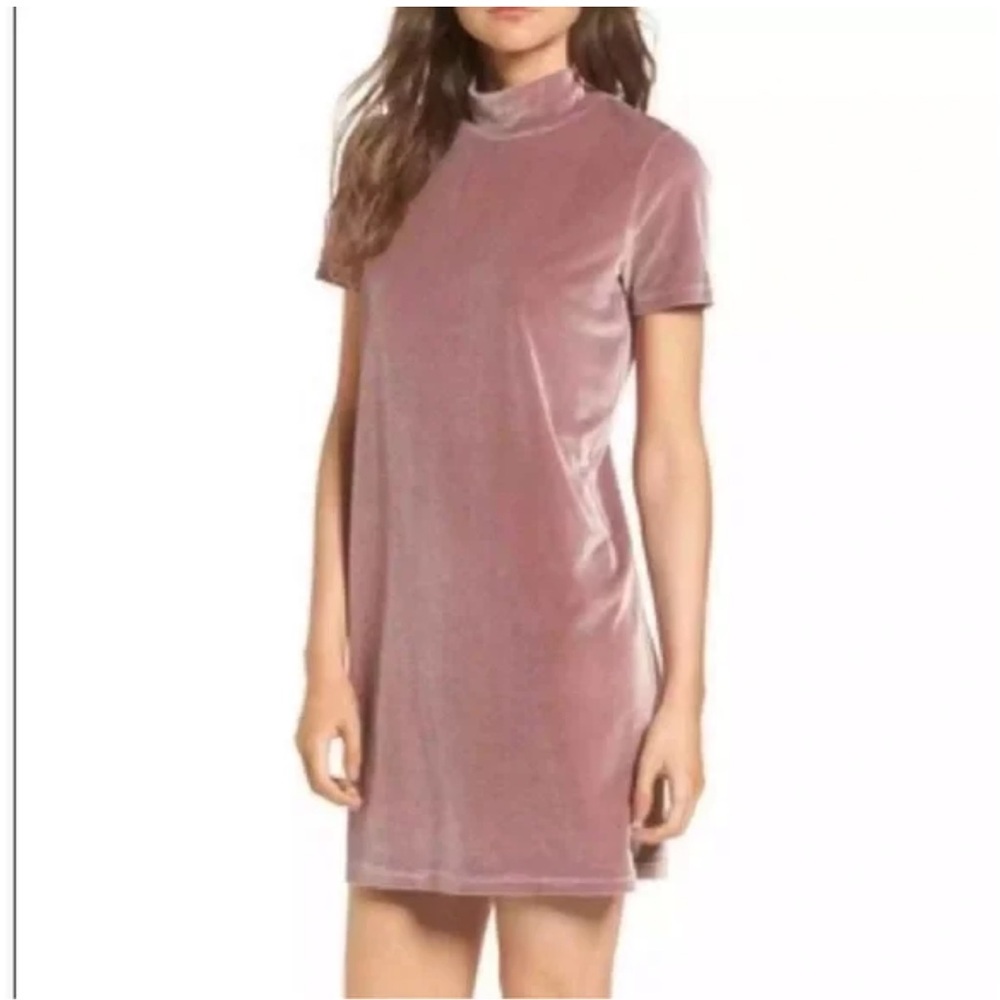 Madewell pink velvet shirt dress